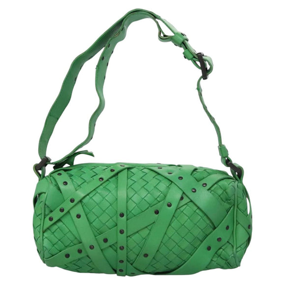 BOTTEGAVENETA INTRECCIATO Shoulder Bag Leather Green Auth EC612V