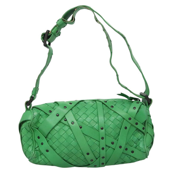 BOTTEGAVENETA INTRECCIATO Shoulder Bag Leather Green Auth EC612V