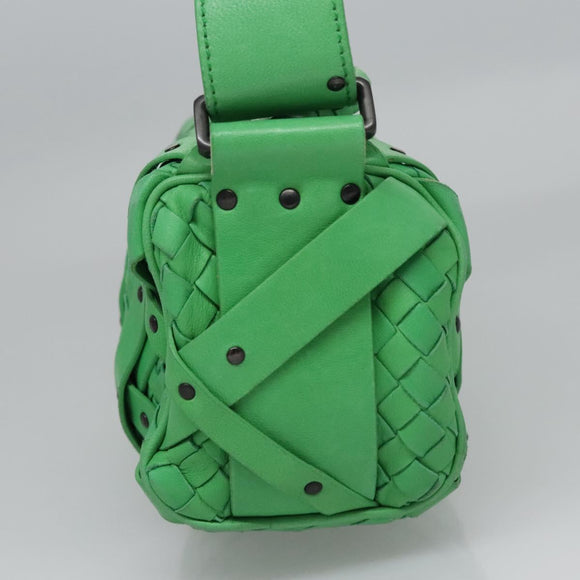 BOTTEGAVENETA INTRECCIATO Shoulder Bag Leather Green Auth EC612V