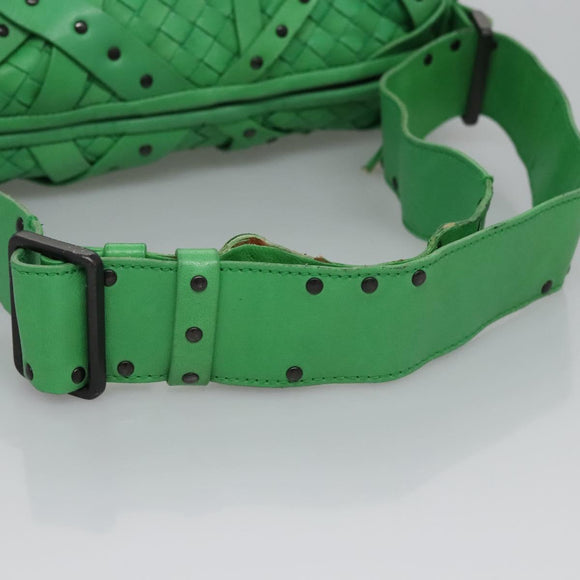 BOTTEGAVENETA INTRECCIATO Shoulder Bag Leather Green Auth EC612V