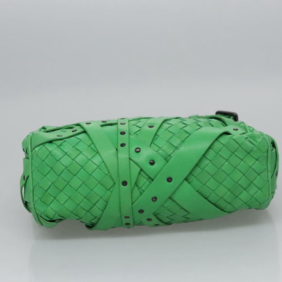 BOTTEGAVENETA INTRECCIATO Shoulder Bag Leather Green Auth EC612V