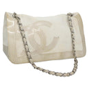 CHANEL Chain Shoulder Bag pile White CC Auth EC613-1