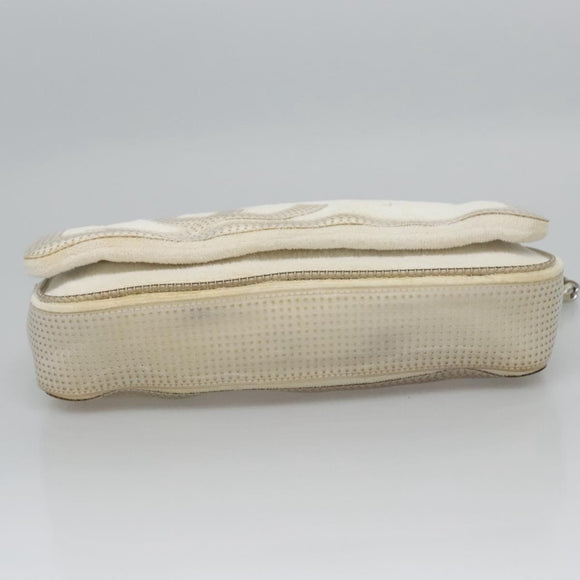 CHANEL Chain Shoulder Bag pile White CC Auth EC613