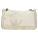CHANEL Chain Shoulder Bag pile White CC Auth EC613-2