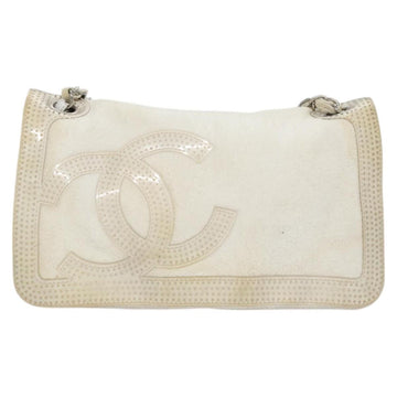 CHANEL Chain Shoulder Bag pile White CC Auth EC613 - 0
