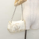 CHANEL Chain Shoulder Bag pile White CC Auth EC613-26