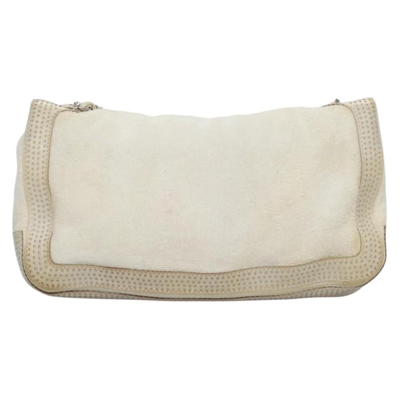 CHANEL Chain Shoulder Bag pile White CC Auth EC613