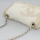 CHANEL Chain Shoulder Bag pile White CC Auth EC613-6