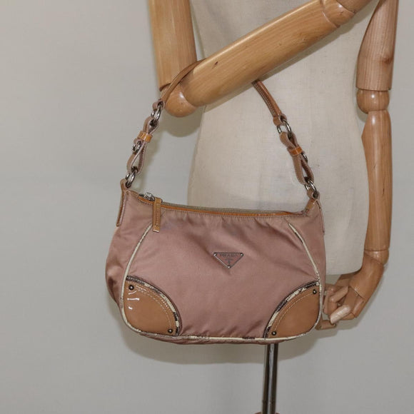 PRADA Shoulder Bag Nylon Beige Auth EC614