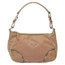 PRADA Shoulder Bag Nylon Beige Auth EC614-13