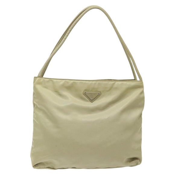 PRADA Tote Bag Nylon Beige Auth EC618