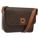 CELINE Macadam Canvas Shoulder Bag PVC Leather Brown Gold Auth EC639-1
