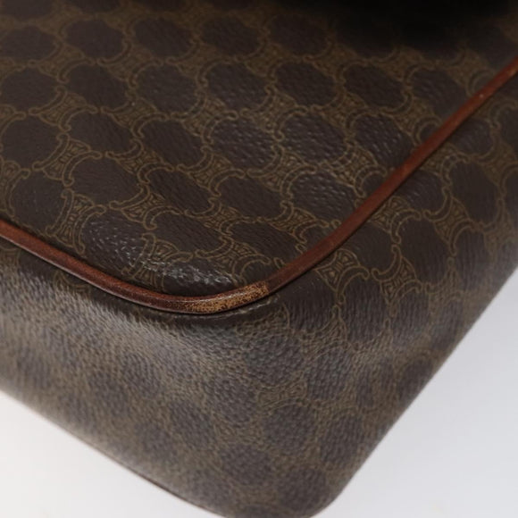 CELINE Macadam Canvas Shoulder Bag PVC Leather Brown Gold Auth EC639