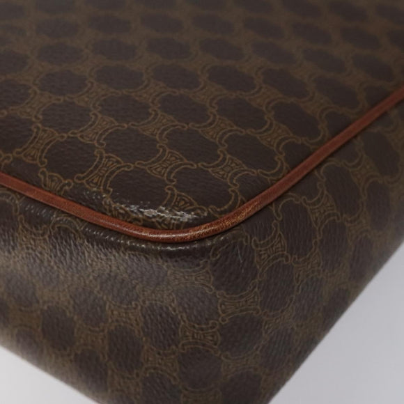 CELINE Macadam Canvas Shoulder Bag PVC Leather Brown Gold Auth EC639