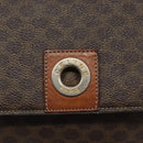 CELINE Macadam Canvas Shoulder Bag PVC Leather Brown Gold Auth EC639-14