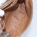 CELINE Macadam Canvas Shoulder Bag PVC Leather Brown Gold Auth EC639-17