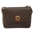 CELINE Macadam Canvas Shoulder Bag PVC Leather Brown Gold Auth EC639-2