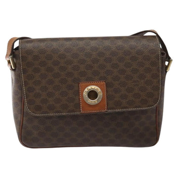 CELINE Macadam Canvas Shoulder Bag PVC Leather Brown Gold Auth EC639 - 0