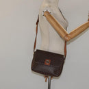 CELINE Macadam Canvas Shoulder Bag PVC Leather Brown Gold Auth EC639-21