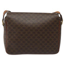 CELINE Macadam Canvas Shoulder Bag PVC Leather Brown Gold Auth EC639-3