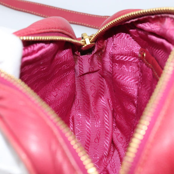 PRADA Shoulder Bag Leather Pink Auth EC644