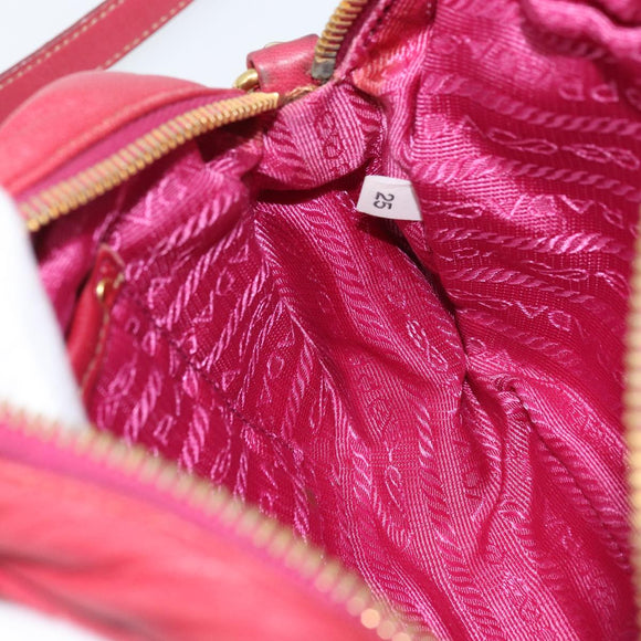 PRADA Shoulder Bag Leather Pink Auth EC644