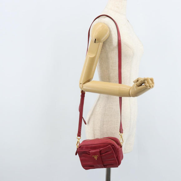 PRADA Shoulder Bag Leather Pink Auth EC644