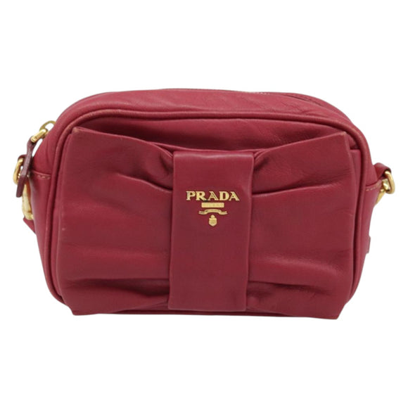 PRADA Shoulder Bag Leather Pink Auth EC644