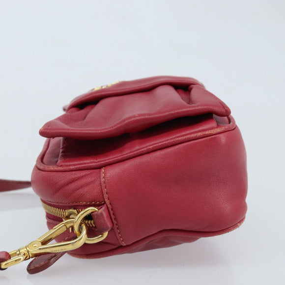 PRADA Shoulder Bag Leather Pink Auth EC644