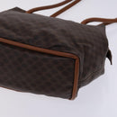 CELINE Macadam Canvas Shoulder Bag PVC Leather Brown Gold Auth EC653-9
