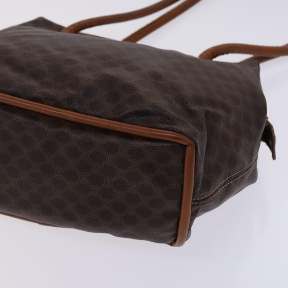 CELINE Macadam Canvas Shoulder Bag PVC Leather Brown Gold Auth EC653