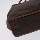 CELINE Macadam Canvas Shoulder Bag PVC Leather Brown Gold Auth EC653-14