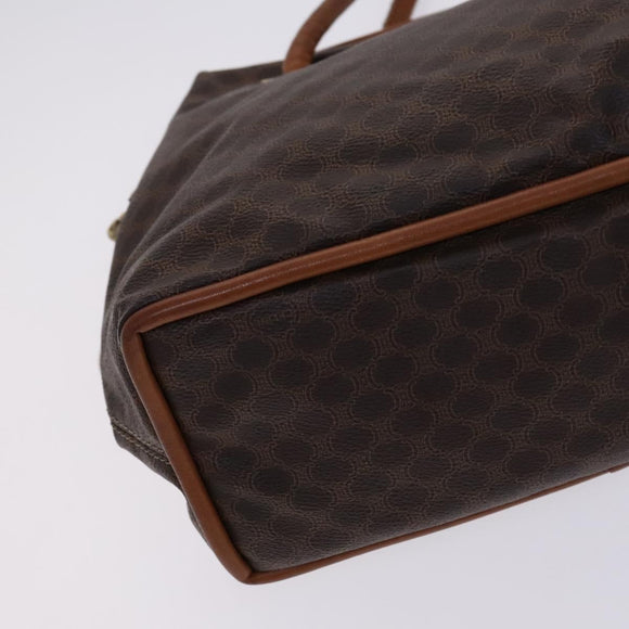 CELINE Macadam Canvas Shoulder Bag PVC Leather Brown Gold Auth EC653