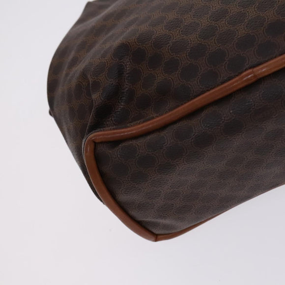 CELINE Macadam Canvas Shoulder Bag PVC Leather Brown Gold Auth EC653