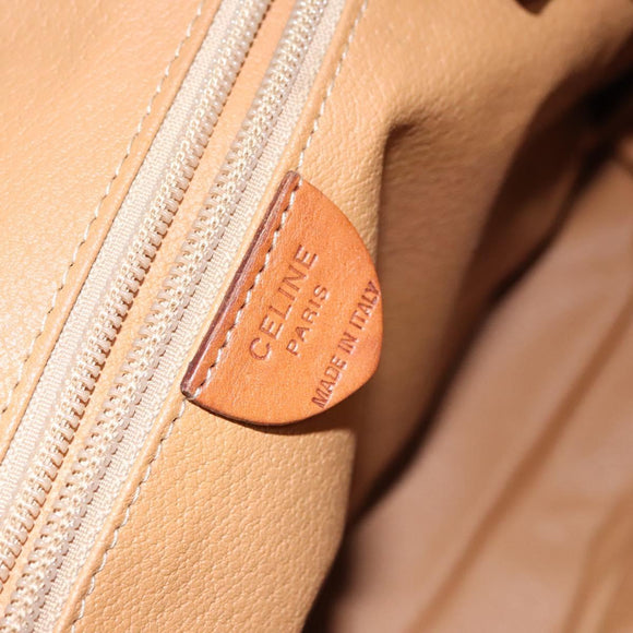 CELINE Macadam Canvas Shoulder Bag PVC Leather Brown Gold Auth EC653