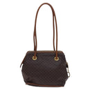 CELINE Macadam Canvas Shoulder Bag PVC Leather Brown Gold Auth EC653-2