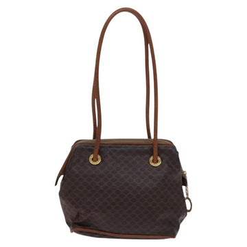 CELINE Macadam Canvas Shoulder Bag PVC Leather Brown Gold Auth EC653 - 0