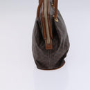 CELINE Macadam Canvas Shoulder Bag PVC Leather Brown Gold Auth EC653-3