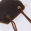 CELINE Macadam Canvas Shoulder Bag PVC Leather Brown Gold Auth EC653-6