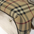 BURBERRY Nova Check Hand Bag PVC Leather Beige Silver gold Auth EC660-15