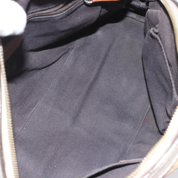 BURBERRY Nova Check Hand Bag PVC Leather Beige Silver gold Auth EC660