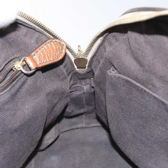 BURBERRY Nova Check Hand Bag PVC Leather Beige Silver gold Auth EC660