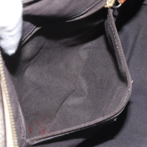 BURBERRY Nova Check Hand Bag PVC Leather Beige Silver gold Auth EC660