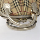 BURBERRY Nova Check Hand Bag PVC Leather Beige Silver gold Auth EC660-7