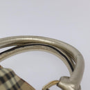 BURBERRY Nova Check Hand Bag PVC Leather Beige Silver gold Auth EC660-8