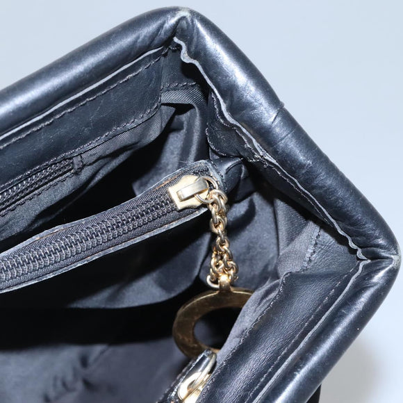 CELINE Shoulder Bag Nylon Black Gold Auth EC662