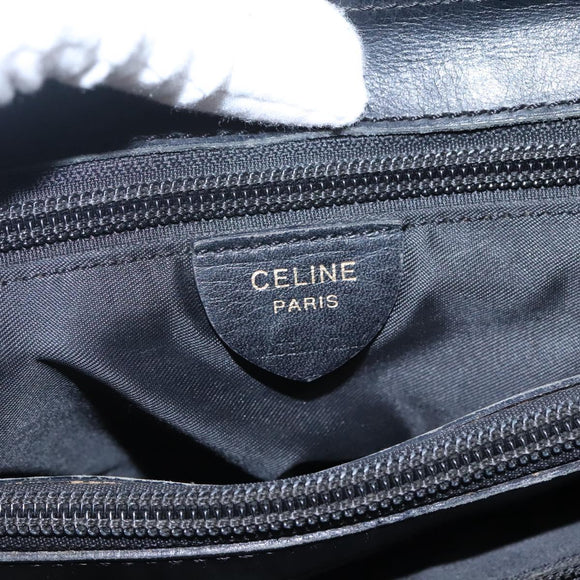 CELINE Shoulder Bag Nylon Black Gold Auth EC662