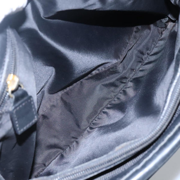 CELINE Shoulder Bag Nylon Black Gold Auth EC662