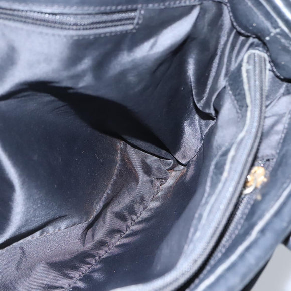 CELINE Shoulder Bag Nylon Black Gold Auth EC662