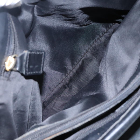 CELINE Shoulder Bag Nylon Black Gold Auth EC662